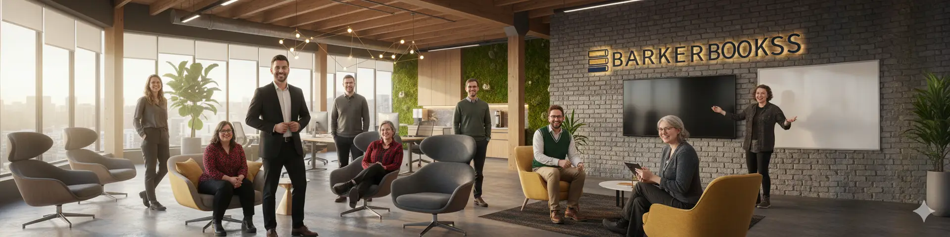 Equipo de BARKER BOOKS en oficina de Manhattan Beach, CA